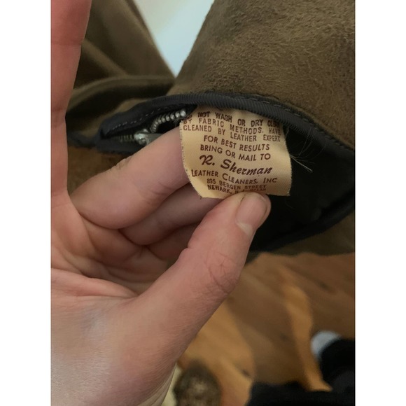 R. Sherman Brown Genuine Leather Button Front Jacket oversized - Picture 4 of 10